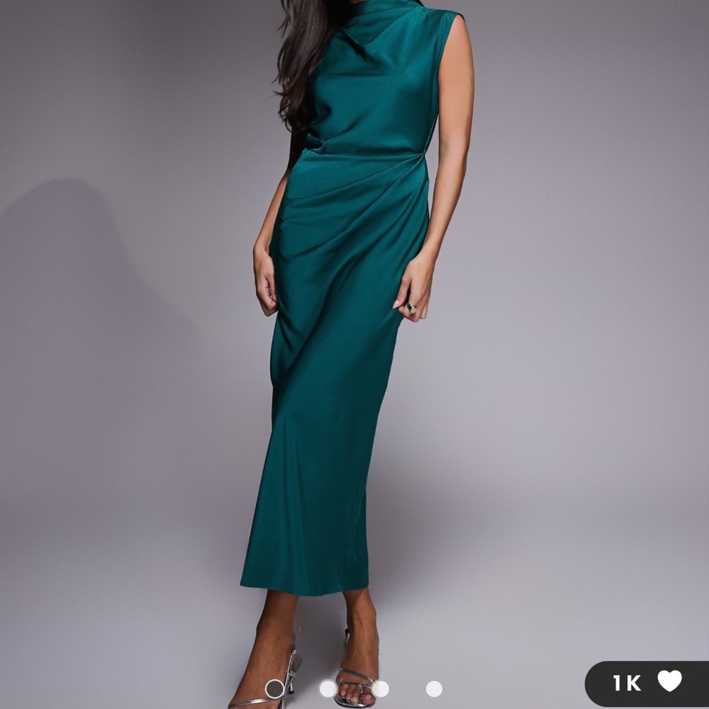 ASOS Teal Green Asymmetrical Sleeveless Midi Dress